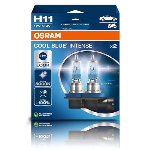 Osram COOL BLUE INTENSE H11 +100% more brightness up to 5 000K halogen headlight lamp LED look Hanging folding box (2 lamps)