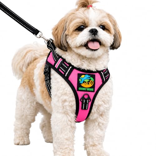 Image of Adjustable Padded Dog Harness with Leash | Comfortable Pet Walking Harness for Dogs | Pink | XS | Suitable for Dogs 5-10 kg