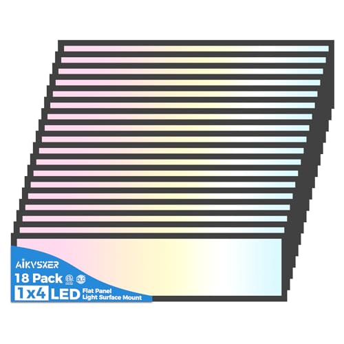 Image of AIKVSXER 18 Pack 1x4 LED Flat Panel Light Surface Mount Black, 5500LM 50W