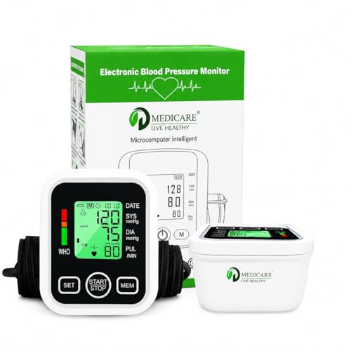 Image of Automatic Digital Blood Pressure Monitor Machine with Voice & Large Display | One-Touch BP Check, Accurate Upper Arm Cuff BP Apparatus for Home Use, Adults & Elderly (DM-BP06)