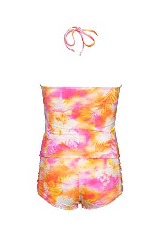 Hobie Girls' Strappy High Neck Tankini Top & Shirred Boyshort Bottom Swimsuit Set2