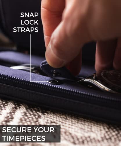 Tawbury 2 Watch Travel Case Leather - Lux Watch Case Travel | Mens Watch Case Travel Watch Cases For Men | 2 Watch Holder For Men Watch Pouch Case | 2 Watch Travel Case For Men | Navy Blue #TOP6