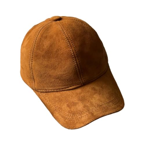 Gorra deportiva unisex de cuero gamuza marrón miniatura 1