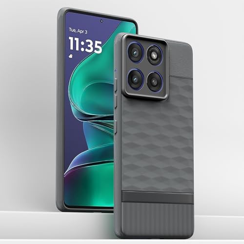 Image of Pikkme Back Cover for Motorola Moto Edge 60 Stylus 5G Camera Protection 3D Hexa Cube Design Silicone Protective Bumper Case (Grey)
