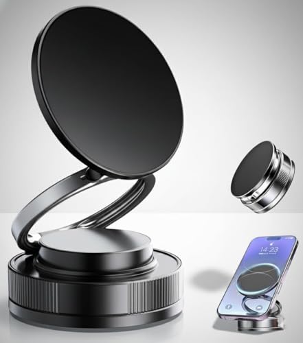 Image of Dangfly 360 Magnetic Vacuum Phone Mount | Strong Magnetic Car & Desktop Holder | Universal Smartphone Compatible | Shockproof, Stable Grip, Multi-Surface Suction Mount