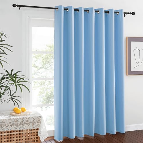 NICETOWN Blue Room Divider Curtains 100 inches Wide Curtains, Grommet Thermal Insulated Blackout Window Treatment Room Darkening for Sliding Glass Door Bedroom, 1 Panel, W100 x L84