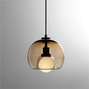 Nordic Single Head Pendant Lamp with Clear Glass Lampshade E26/E27 Base Flush Mount Ceiling Light Fixture for Dining Room Living Room BedroomAmber