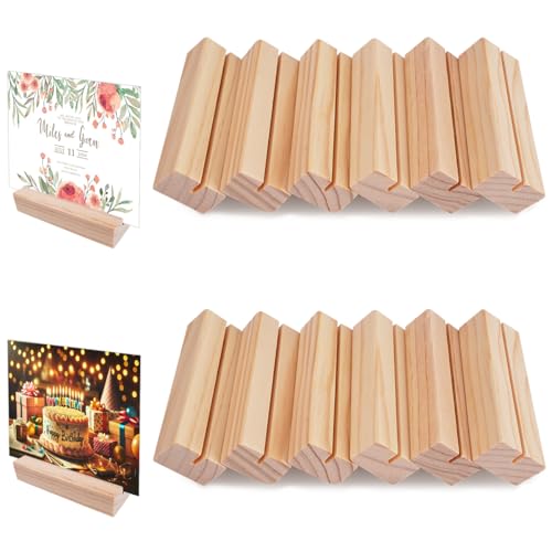 12 Pezzi Portacarte in Legno per Matrimoni, Porta Menu da Tavolo, Segnaposto Legno Supporto, per Casa, Bar, Negozio, Ristoranti Matrimoni Banchetti Feste Celebrazioni, per Decorazione Eventi di Festa