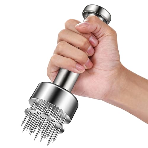 Stainless Steel Meat Tenderizer Tool, 21 Sharp Needles, Meat Piercing, Tenderizing Steak, Beef, Chicken, Pork, Barbecue, Marinating, Small Meat Grinder