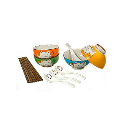 lachineuse - 4er-Set Maneki Neko Katze Schalen – 4 Schalen, 4 Paar...
