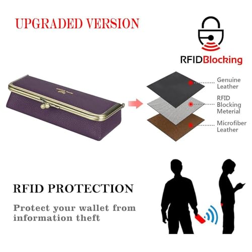 Image of Royal Bagger Genuine Leather Fashion Glasses Case - RFID Blocking, Fashion Pencil Bag with Kiss Lock, Coin Purse for Women
