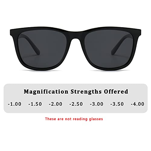 ALWAYSUV Distance Sunglasses Tinted Black Men Women Nearsighted Shortsighted Myopia Glasses These Are Not Reading Glasses -3.03