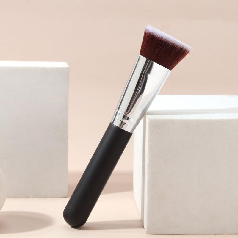 Flat Top Foundation Brush, Premium Makeup Brush, Comfortable Foundation Brush Perfect For Foundation,Cream,Buffing, Blending (Black)