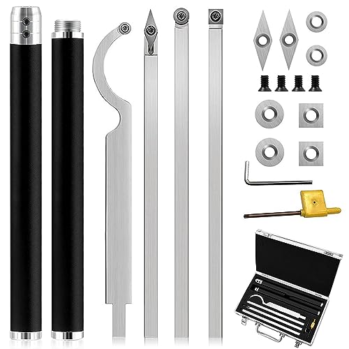 4 Pezzi Utensili Per Tornitura In Legno, Acciaio Legato Tornitura in Legno Diamante/Collo D'oca/Rotondo/Quadrato, con Maniglia Ataccabile e Borsa in Alluminio (4