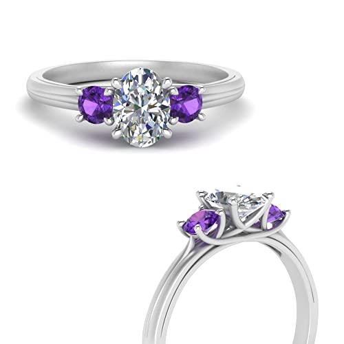 Image of Choose Your Gemstone Classic Three Stone Ring 925 Sterling Silver Oval Shape 3 Stone Engagement Rings Everyday Jewelry Wedding Jewelry Handmade Gifts for Wife US Size 4 to 12
