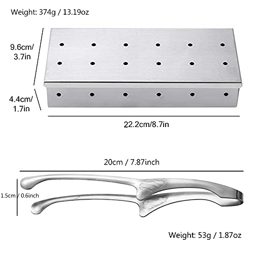 Smoker Box for Grilling Wood Chips with Food Tong - Stainless Steel Perforated Smoke Box for BBQ Grill by TINMIX - Image 2