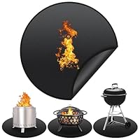 50cm Rund Feuerfeste Unterlage, Wiederverwendbare Feuergrubenmatte für Tischkamin, Silikonbeschichtet Brandschutzmatte, Schutzdeck und Patio Matte