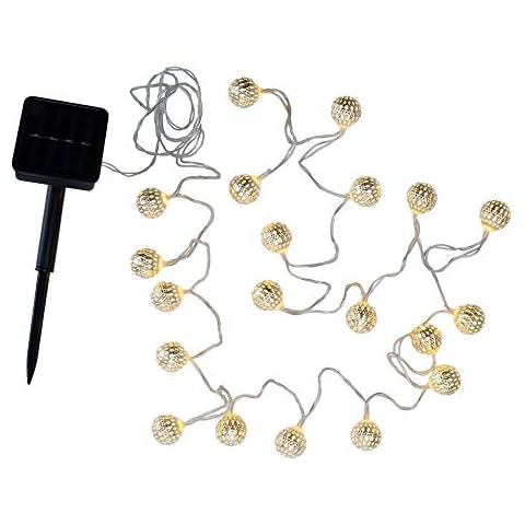 Pauleen 48074 Sunshine Glamour Solar Fairy Lights in Moroccan Silver for Outdoor use - Balcony or Garden, Metal, 0.02 W Cover