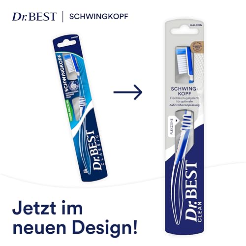 Dr.BEST Schwingkopf Zahnbürste, Weich (1 Stück), mit flexiblem Kugelgelenk für optimale Zahnreihenanpassung und einem speziellen Borstenschnitt, der sich der Zahnkontur anpasst. – Bild 3
