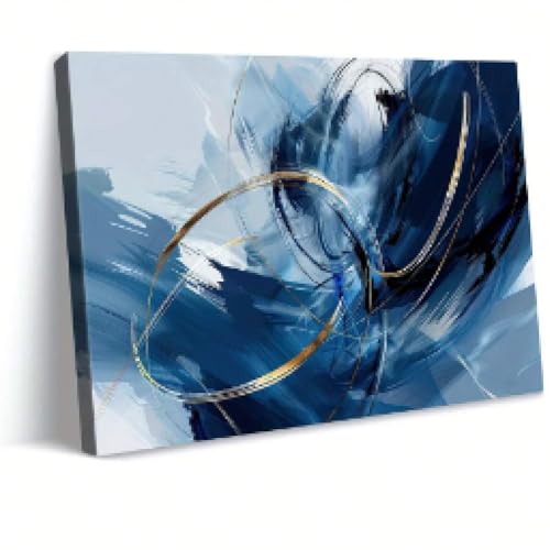 Art abstrait graffiti bleu pour salon : grande toile murale de 30x45cm