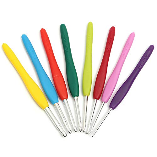 Eyech 16 Sizes Crochet Hooks Knitting Crochet Needles Locking Needle Clips Weaving DIY Tools Sets with Ergonomic Handles Craft Yarn Knitting Needles Kit Accessory Set Crochet Hook Case