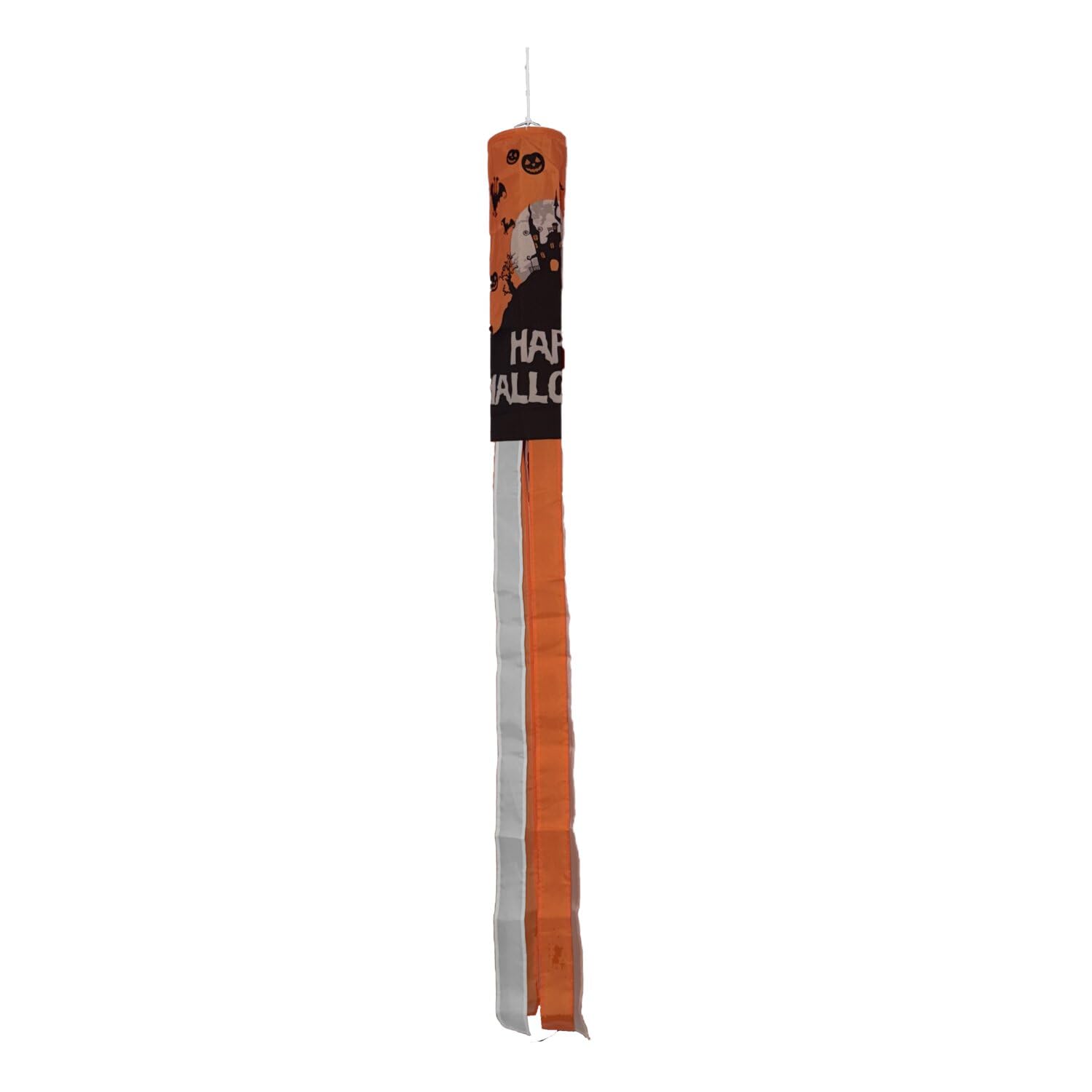 Flagtex Halloween Orange Windsock 150cm x 30cm Premium Polyester Garden Wind Sock | Spooky Halloween Party Decoration Outdoor Pole Display for Home Garden Events