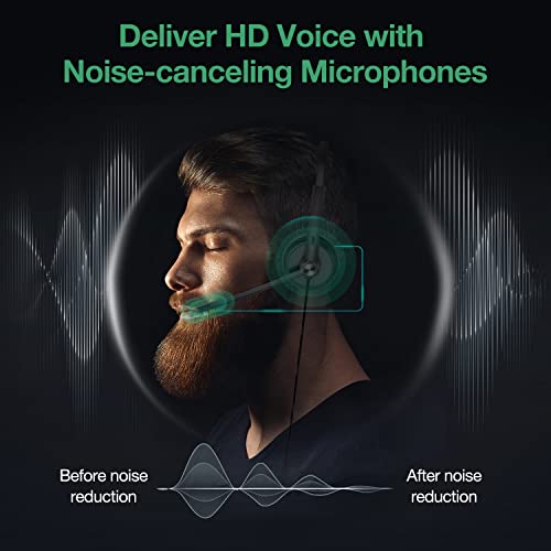 Yealink Uh34 Headset With Microphone For Pc Laptop, 3.5Mm Jack On Ear Headphone Noise Canceling&Volume Control, Teams Certified Work Office Headset #TOP2