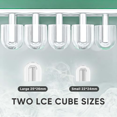 DUMOS Countertop Ice Maker with Handle, 26lbs/24H Portable Ice Machine, 9 Bullet Ice Cubes Ready in 6 Mins, Self-Cleaning, Quiet Compact Ice Maker for Home, Kitchen, RV, Camping, Green