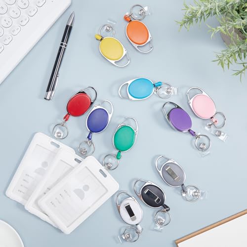 Honoson 50 Pcs Heavy Duty Retractable Badge Reels Batch ID Badge Holder Retractable Clip Bulk Key Holder with Ring for Office Worker Employee, Doctor Nurse Gifts (Bright Color)