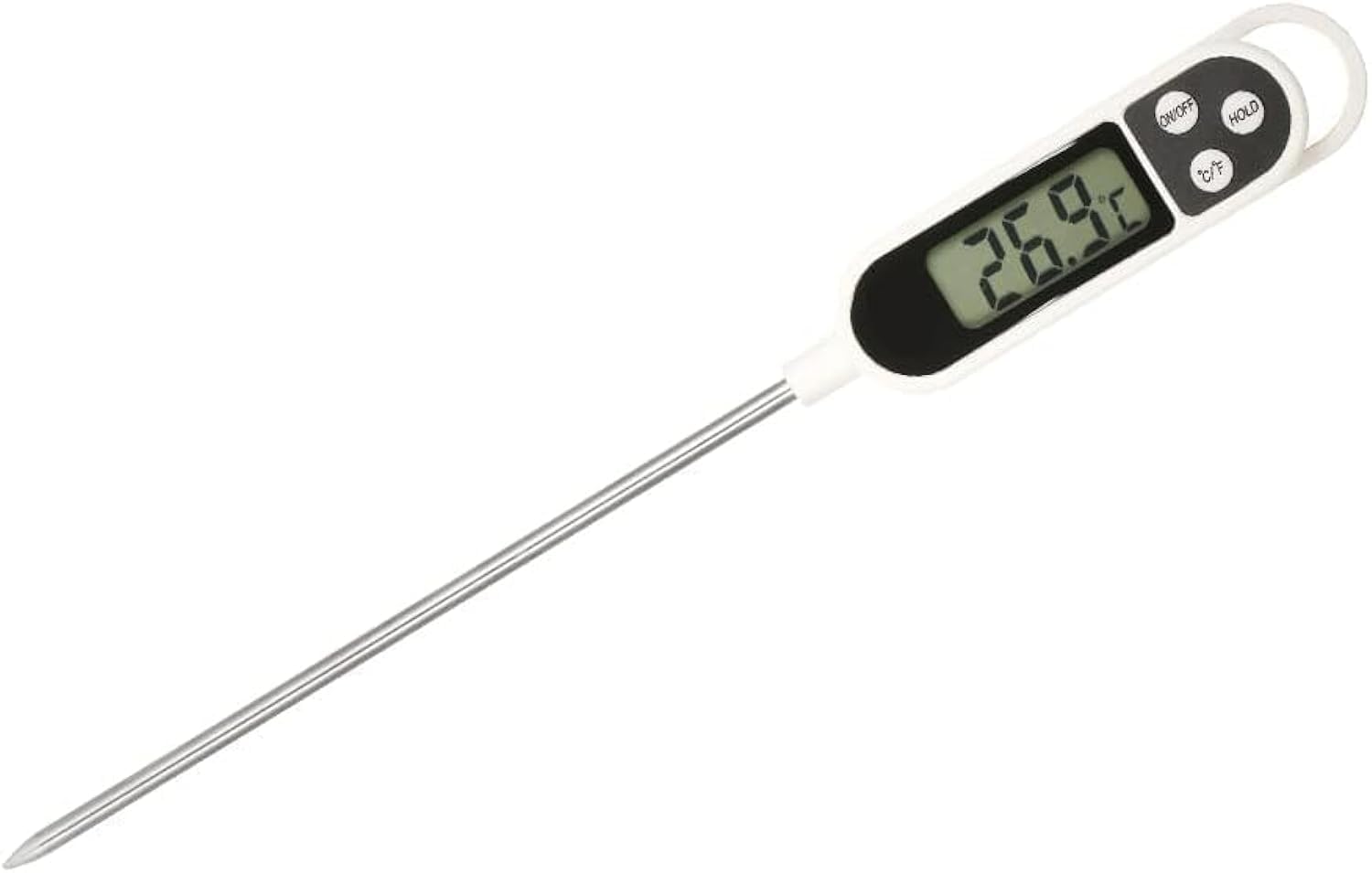 ECVV Food Temperature Tester,L Digital Mini ermometer Probe -50°C~300°C BBQ Meat Food Cooking Temperature Tester °C/°F Data Hold Function
