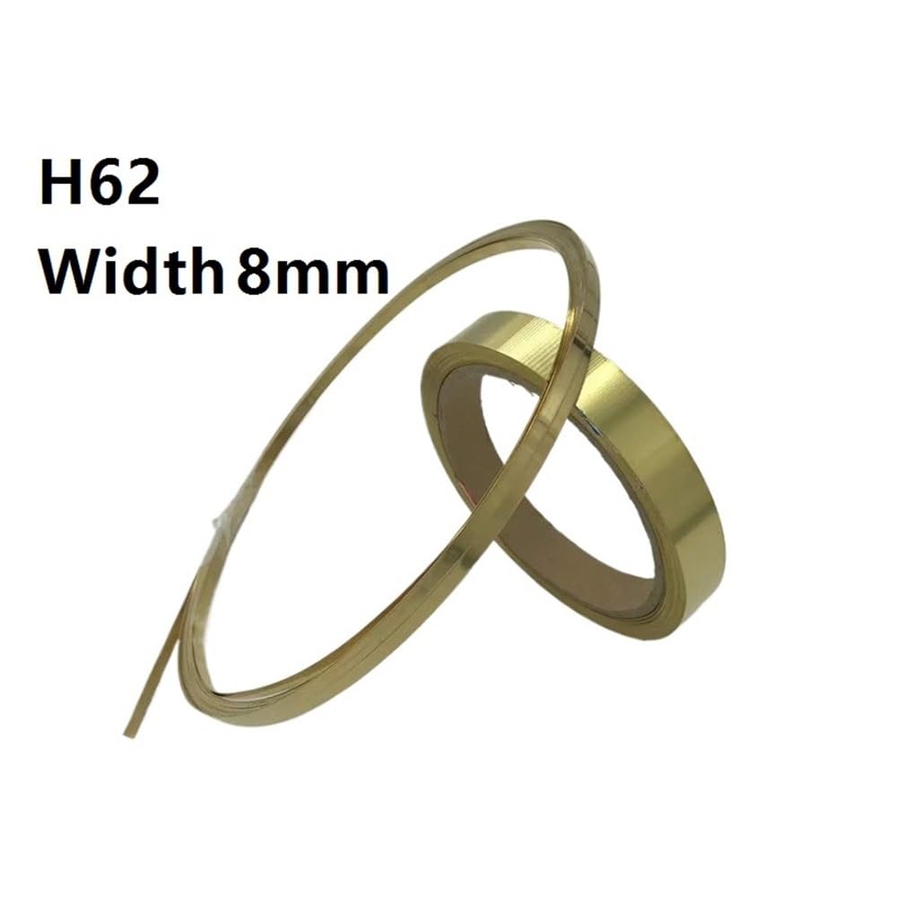 Drut ze złotej folii Płyta z folii mosiężnej - 8 mm H62 Cienka blacha mosiężna Taśma do wyrobu biżuterii i projektów DIY - 1 szt.(1.0x8x2000mm)