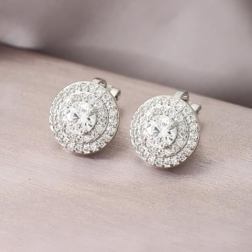 Gold/Silver Cubic Zirconia Clip on Earrings for Women Round Crystal Clip Earrings Non Pierced Earrings4