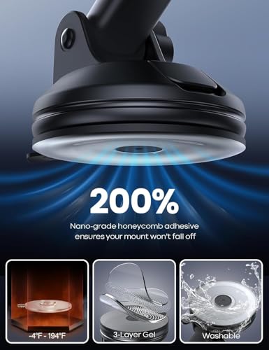Image of CHO KU REI Grip X2 car Mobile Holder for Dashboard with 360 Degree Rotation Phone Holder in car with Quick Release Button, Strong Suction Cup & Dashboard, Mobile Holder for car (Style 1)