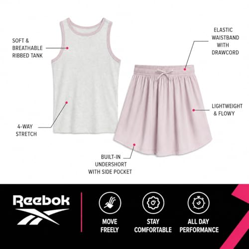Image of Reebok Girls 2-Piece Short Set - Sleeveless Tank Top & Butterfly Shorts