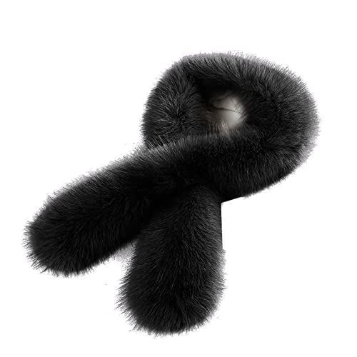 Abrigo de Cuello de Piel Sintética, Trpambvia 92Cm Cuello de Piel Sintética de Invierno Grueso Cuello de Piel Sintética para Mujer Calentador de Cuello Todo-fósforo Bufanda Cálida de Invierno,Negro Cover