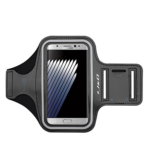 Galaxy S7 Edge / S6 Edge Plus Armband, J&D Sports Armband for Samsung Galaxy S7 Edge / S6 Edge Plus, Key holder Slot, Perfect Earphone Connection while Workout Running - Black