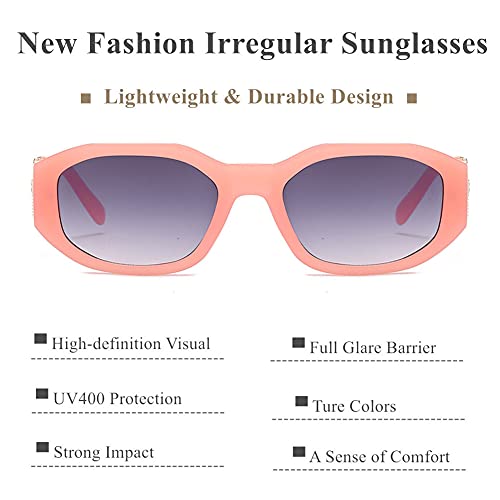 Image of LASPOR Irregular Sunglasses for Women Men Trendy Retro Vintage Rectangle Glasses Hexagon Shades Driving UV400 Protection