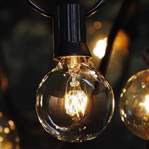 Lichterkette Außen,YINAMA 25 Birnen mit 4 Ersatzbirnen G40 Kugel Lichterketten Outdoor Garten Lichterketten Warmweiß Hinterhof Pendelleuchten Cover