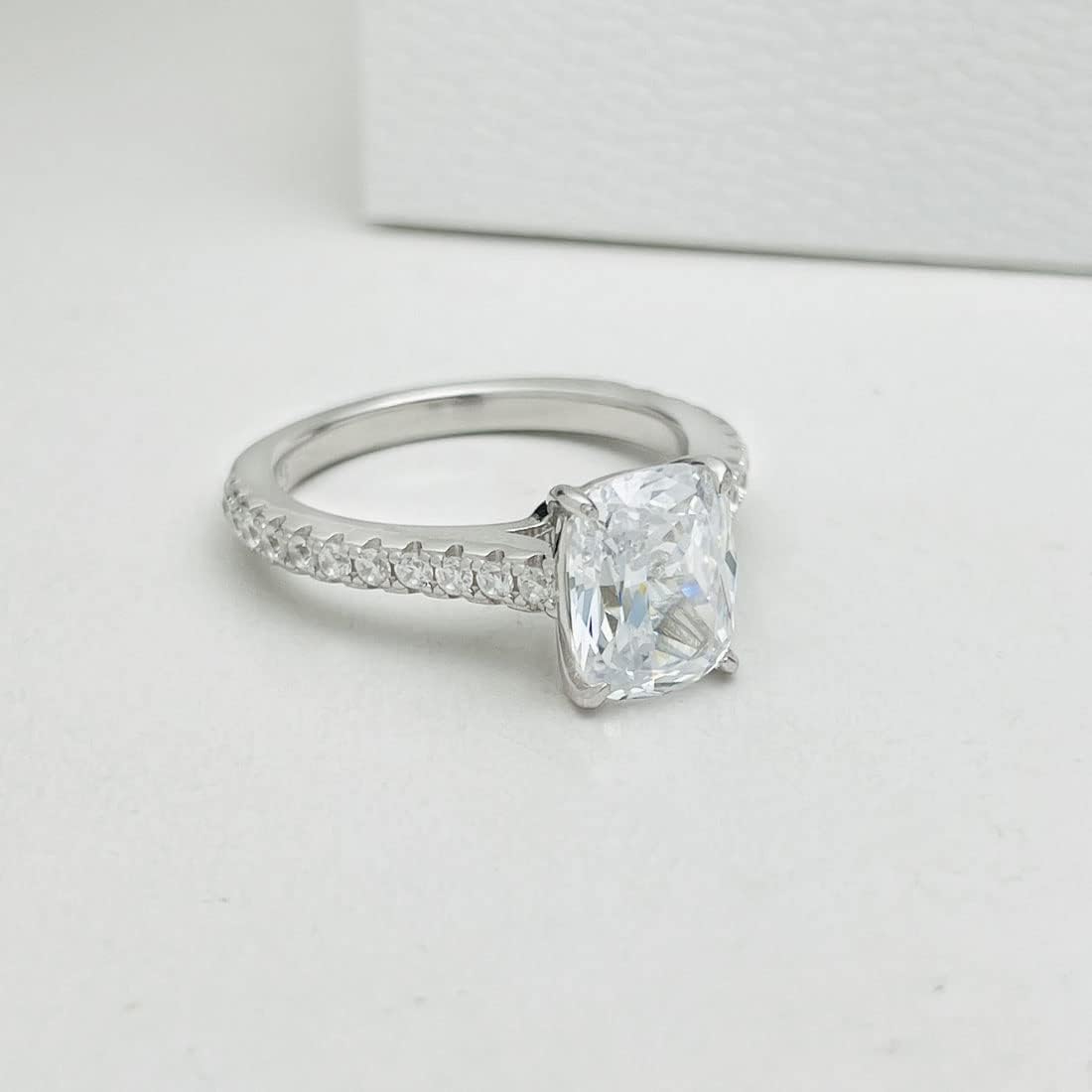 Bo.Dream Cushion/Princess/Emerald Cut Cubic Zirconia Engagement Rings for Women Platinum Plated Sterling Silver - Image 3