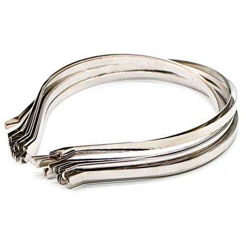 WEFOO 20 Pack Nickel Tone Metal Headbands Blank Hair Band Frames DIY Craft Hair Accessories (5mm Width)