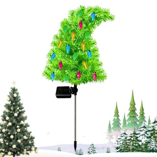 Árbol de Navidad solar con estacas para suelo: luz nocturna automática para el césped