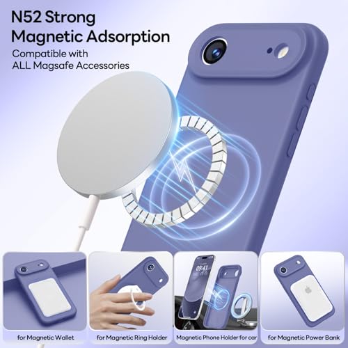 Image of LOVE 3000 Designed for iPhone Air Case, Premium Silicone [Compatible with Magsafe][Soft Anti-Scratch Microfiber Lining] Shockproof Protective Phone Case for Men Women 6.5 inch, Lavender Grey
