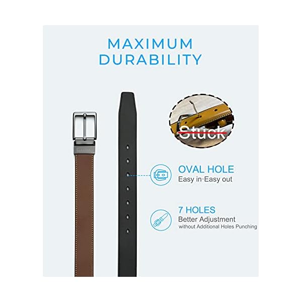CHAOREN Reversible Belt for Men - Leather Belt for Men 1 3/8" Black & Brown for Dress Pants - Adjustable Belt Trim to Fit (mens belt men belt) - Image 7