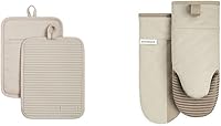 Vista 8 de KitchenAid Ribbed Soft Silicone Water Resistant Pot Holder Set, Milkshake, 2 Piece Set, 7"x9" & Beacon Two-Tone Non-Slip Mini Oven Mitt Set