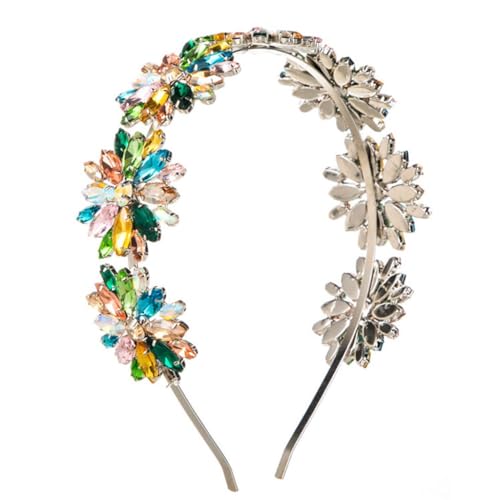 Sweet Rhinestone Women Heavy Duty Alloy Colorful Flowers Hair Bands Accessories image 5