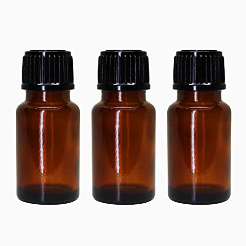 Image of nsb herbals 10 ML Amber Round Empty Glass Bottle + Euro Dropper + Black Cap, Refillable, Leak Proof For Essential Oils, DIY Perfumes (Pack of 24)