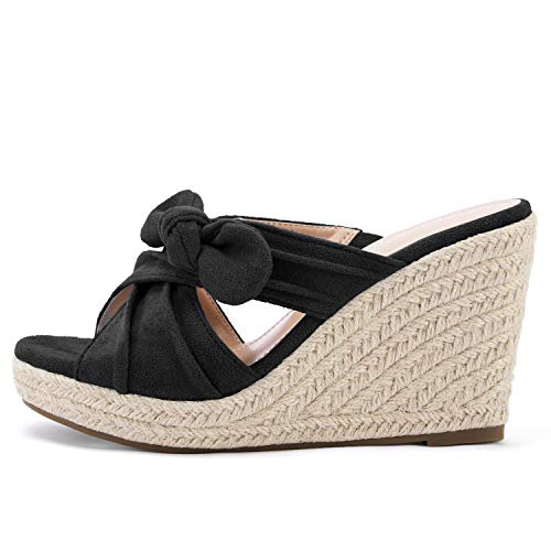 Womens Espadrilles Wedge Sandals Slides Platform Slip on Bow Knot Open Toe Summer Mules Shoes3