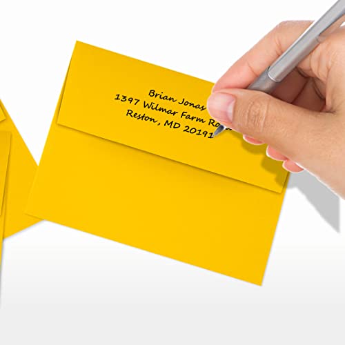 Luxpaper A2 Invitation Envelopes | Peel & Press | 4 3/8" X 5 3/4" | Sunflower Yellow | 80Lb. Text | 50 Qty #TOP5
