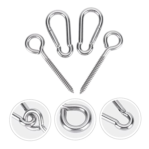 ERINGOGO 1 Sheep Eye Nails snap Hook Shut up Mountain Climbing Clips Rings Hammock Stainless Steel Lifts Hanging Chair Hook Accessories Hammock Anchor kit for Tree Screw, 8X0.3CM, Silver