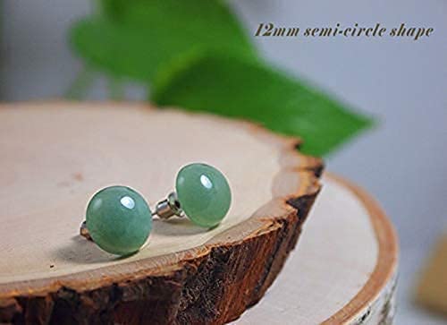 Echos Healing Stones Handmade Natural Green Jade 12Mm Large Earring Studs For Women For Men Graduation Gift For Back To School thumb #6